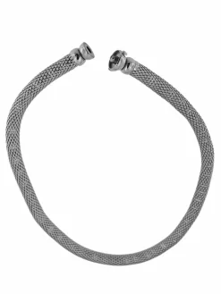 Collier Urbino or blanc à mailles tubulaires