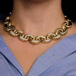 Collier Vagues Or Jaune Diamants