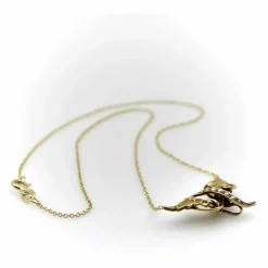 Collier victorien en or jaune avec ailes d'ange et perles de rocaille