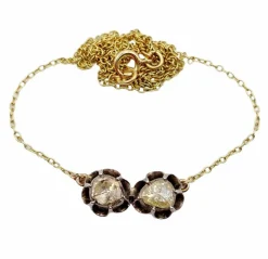 Collier victorien or et argent, diamant taille rose sertis sur paillon (circa 1850)