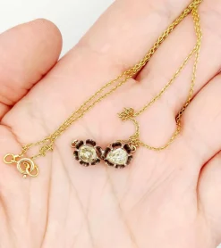 Collier victorien or et argent, diamant taille rose sertis sur paillon (circa 1850)