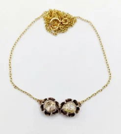 Collier victorien or et argent, diamant taille rose sertis sur paillon (circa 1850)