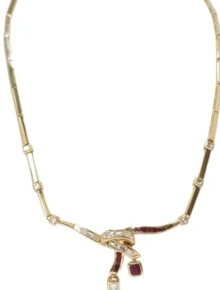 Collier vintage diamants et rubis