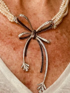 Collier vintage diamants et perles