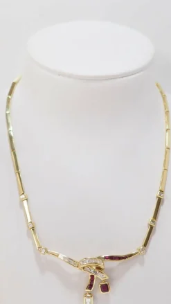 Collier vintage diamants et rubis
