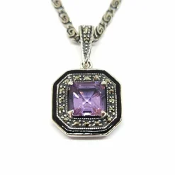 Collier vintage en Argent & améthyste