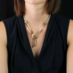 Collier vintage en or à maille pliée