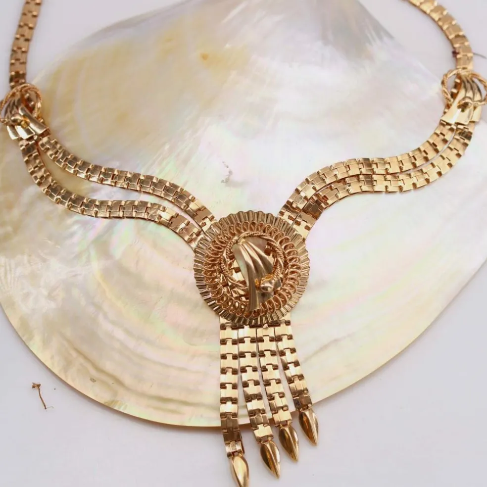 Collier vintage en or à maille pliée
