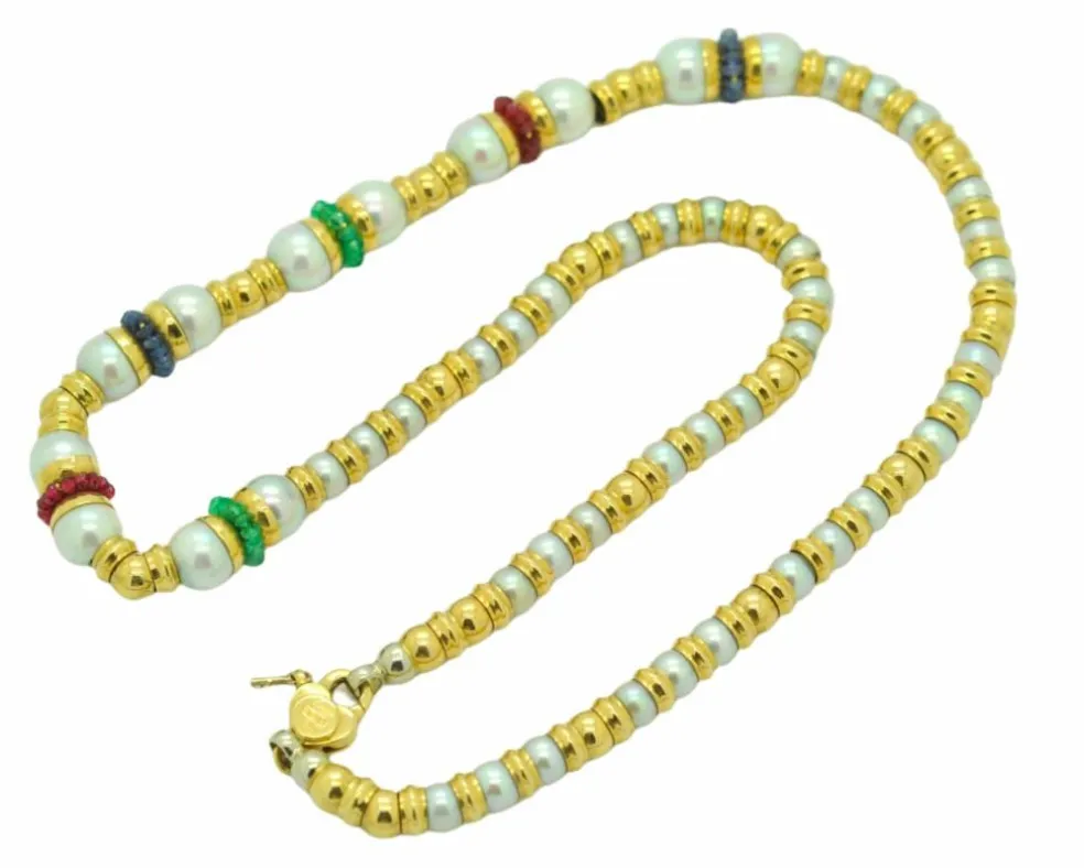 Collier vintage en or et perles