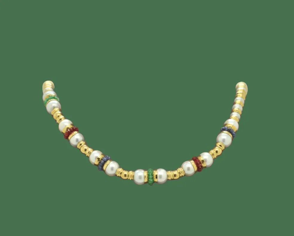 Collier vintage en or et perles