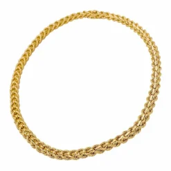 Collier vintage maille corde en or jaune.