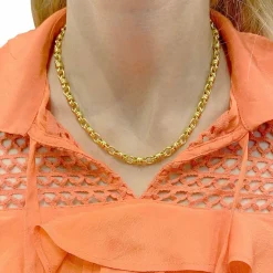 Collier vintage maille marine en or jaune.