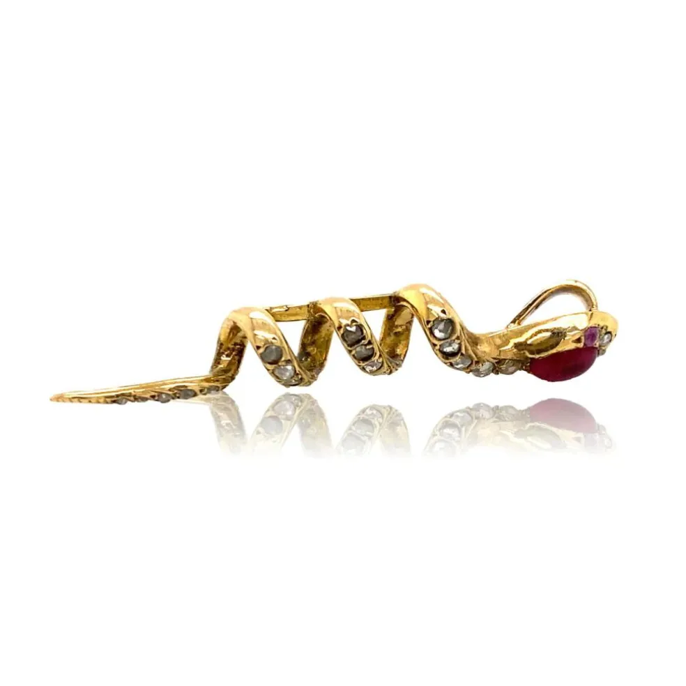 Collier Vintage Nyoka* Rubis Diamants et Or