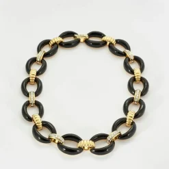 Collier Vintage Or & Onyx