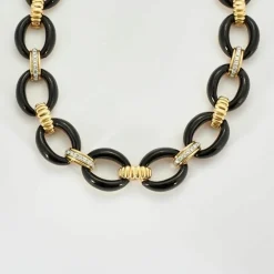 Collier Vintage Or & Onyx