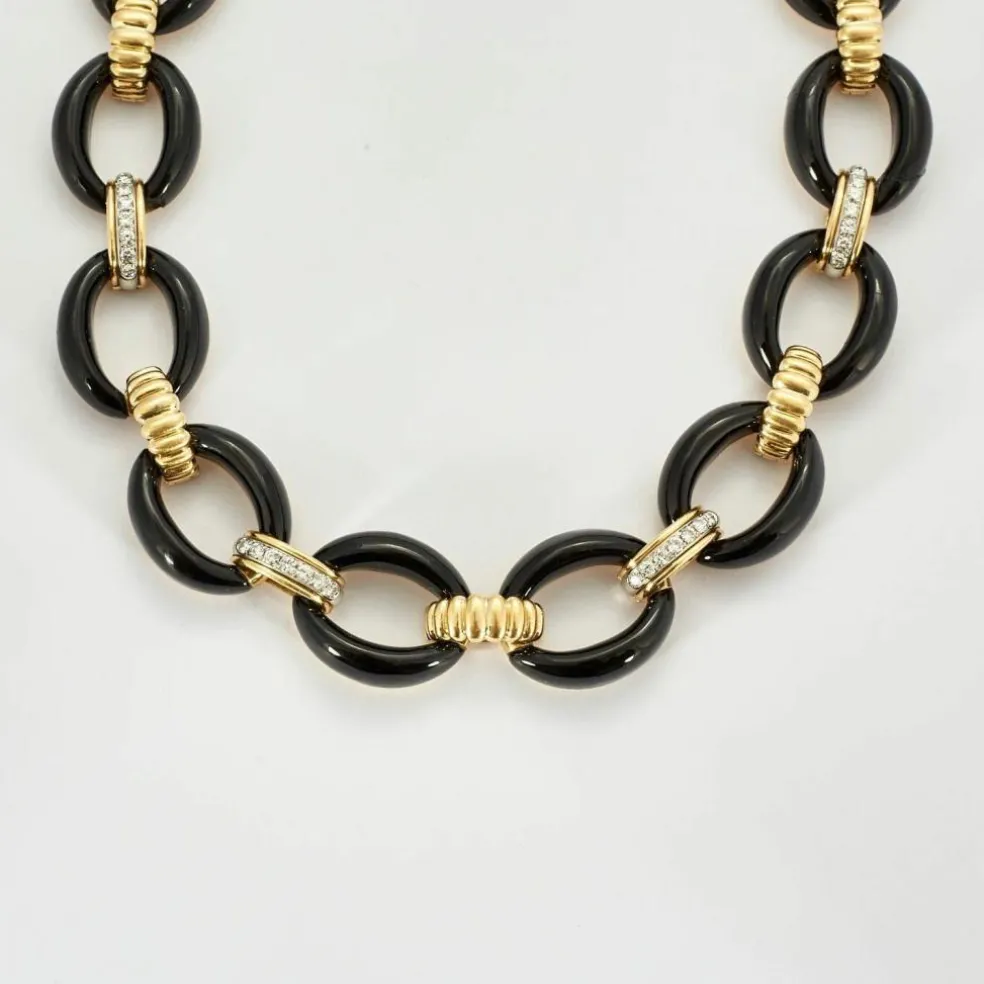 Collier Vintage Or & Onyx