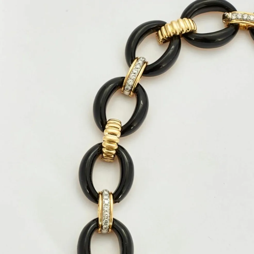 Collier Vintage Or & Onyx