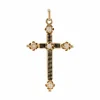 Croix ancienne émail noir perles fines et sa chaine