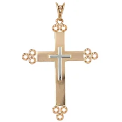 Croix ancienne or rose et or blanc