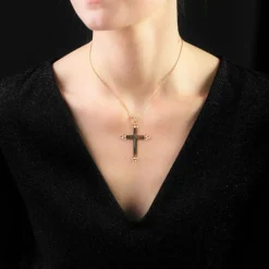 Croix ancienne or rose et or blanc