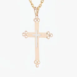 Croix ancienne or rose et or blanc