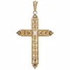 Croix ancienne perle ors vert et rose