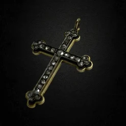 Croix chrétienne orthodoxe Or jaune Argent Diamant