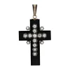 Croix en onyx ornée de diamants et perles fines