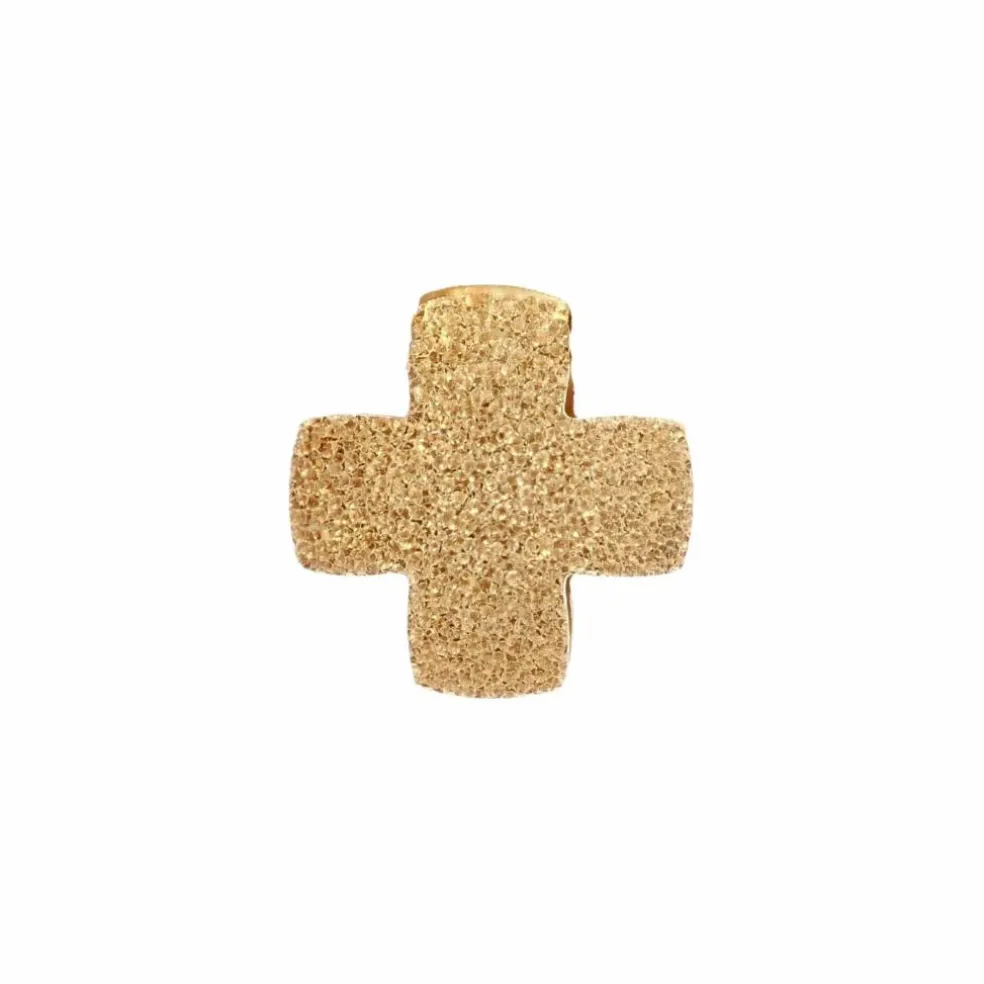 Croix grecque or jaune ciselé