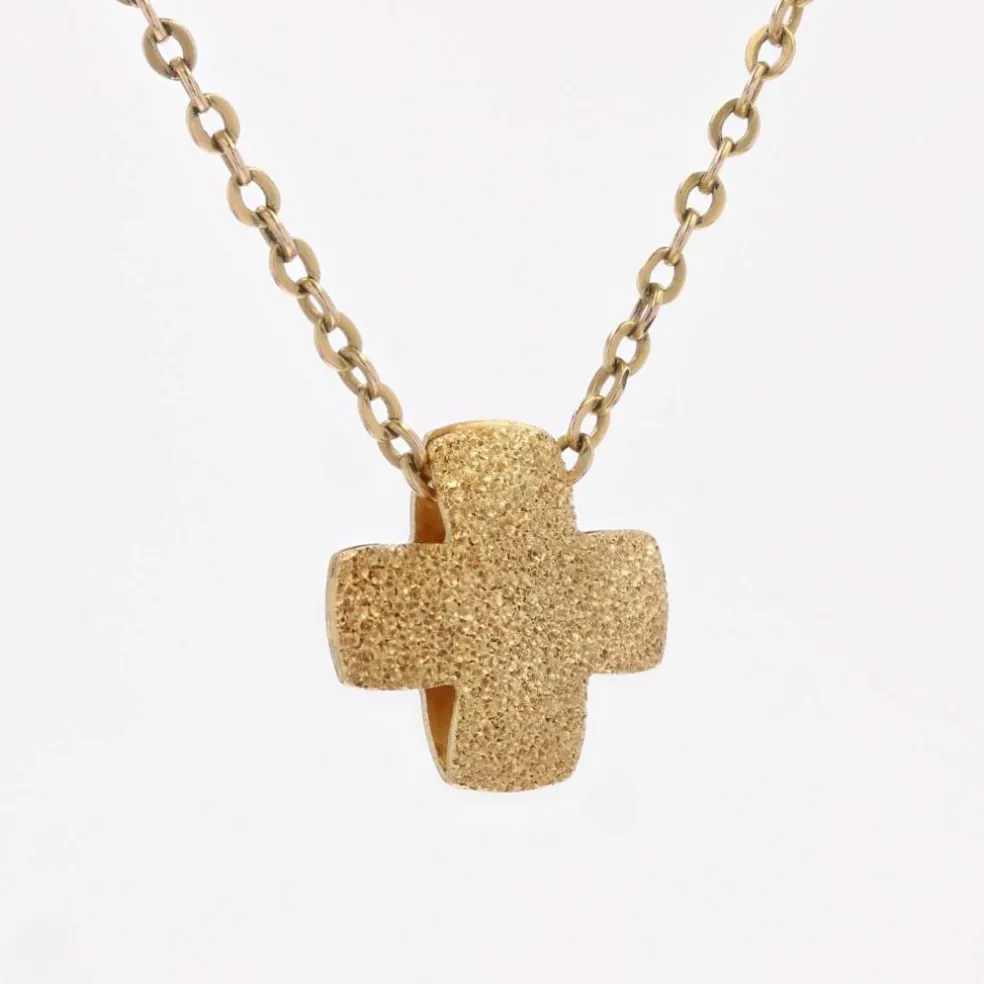 Croix grecque or jaune ciselé