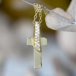 Croix or jaune diamants d'occasion