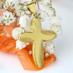 Croix or jaune lisse et mat