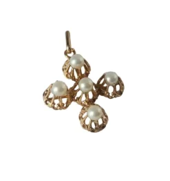 Croix or rose perles XIXe