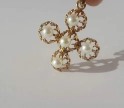 Croix or rose perles XIXe