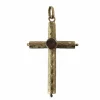 Croix pendentif ancien régional grenat or rose
