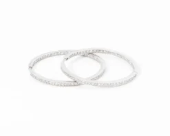 Créoles en or gris, diamants