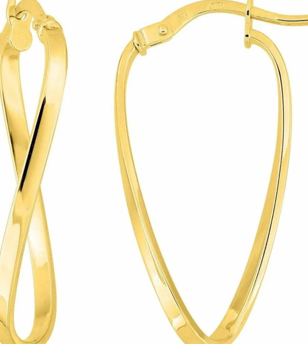 Créoles en or jaune 18 carats 750/1000 forme ondulée