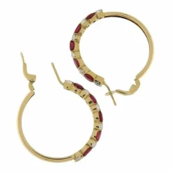 Créoles en or jaune avec rubis et diamants