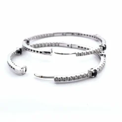 Créoles or blanc diamants blancs et noirs