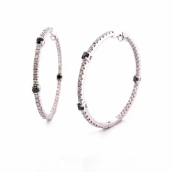 Créoles or blanc diamants blancs et noirs