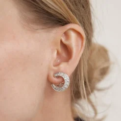 Créoles pavage diamants, en or gris