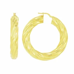 Créoles Torsadées Or Jaune Largeur 8mm Diamètre 30mm