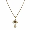 Crucifix portugais traditionnel fabriqué main, chaîne or jaune