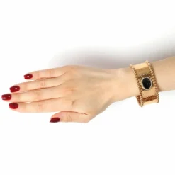 DAMA - Bracelet en or rose et diamants avec onyx