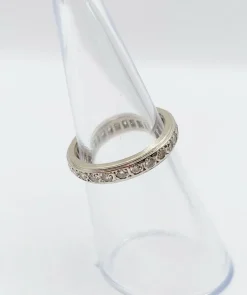 Demi alliance américaine Art Déco or blanc et 0,78 carat diamants
