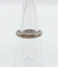 Demi alliance américaine Art Déco or blanc et 0,78 carat diamants