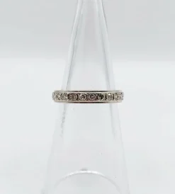 Demi alliance américaine Art Déco or blanc et 0,78 carat diamants