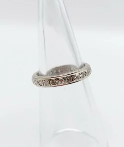 Demi alliance américaine Art Déco or blanc et 0,78 carat diamants