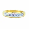 Demi alliance en or jaune et or blanc 18 carats et diamants