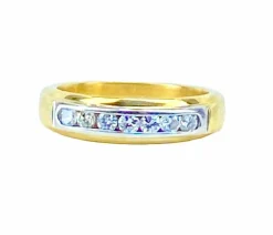 Demi alliance en or jaune et or blanc 18 carats et diamants